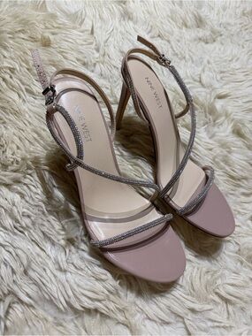 Nine West Nude Rhinestone Strappy High Heel Sandals 10